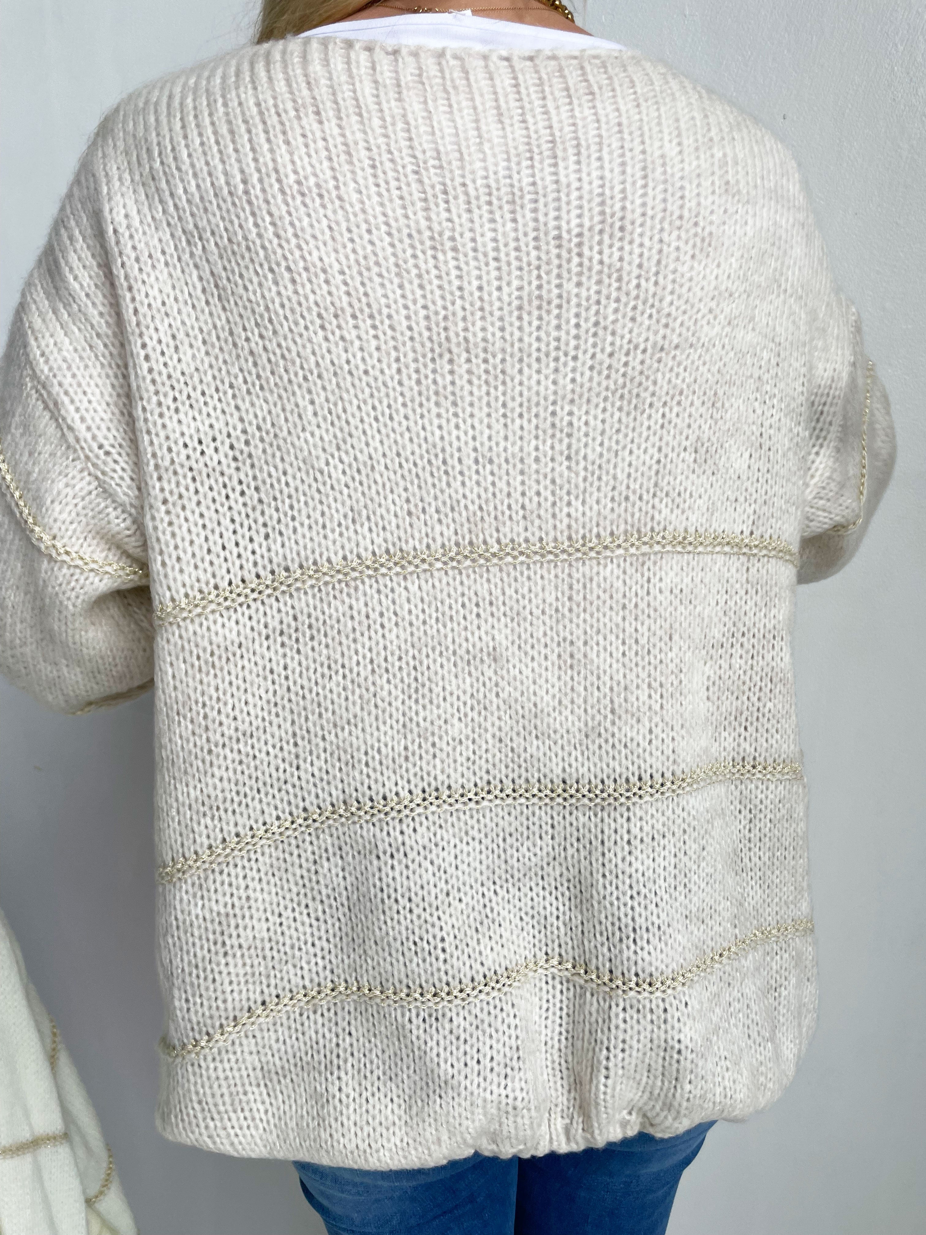 Yanira - Strikket cardigan med guldstriber